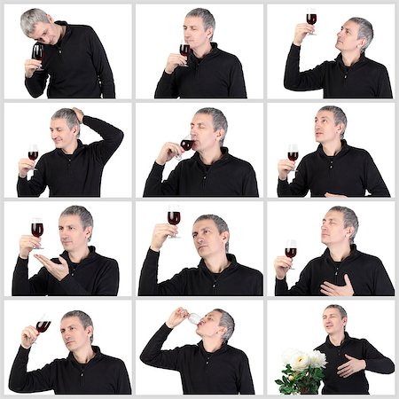 port wine - Collage Man tasting a glass of red port wine, on white background Stock Photo - Budget Royalty-Free & Subscription, Code: 400-07305386