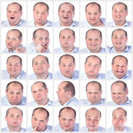 simsearch:400-07305387,k - Collage portrait fat man with difference emotions, on white background Photographie de stock - Aubaine LD & Abonnement, Code: 400-07305388