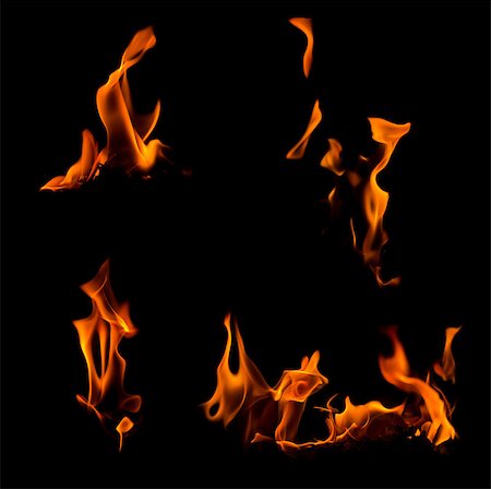 fire heating background - Set of fire isolated on black background Stock Photo - Budget Royalty-Free & Subscription, Code: 400-07305561