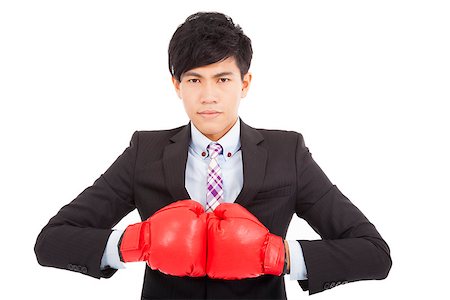 simsearch:400-04333650,k - Business man ready to fight with boxing gloves Stock Photo - Budget Royalty-Free & Subscription, Code: 400-07305583