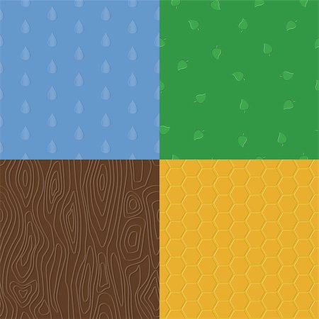 embossed seal - Vector organic embossed seamless patterns with natural elements - tree bark, raindrops, leaves and honeycomb Stock Photo - Budget Royalty-Free & Subscription, Code: 400-07305664