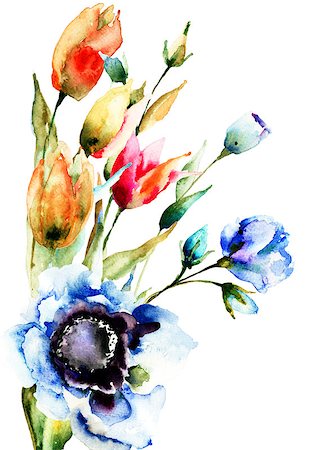 simsearch:400-06202782,k - Original Spring flowers, watercolor illustration Stock Photo - Budget Royalty-Free & Subscription, Code: 400-07305745