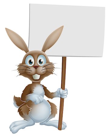 A cute cartoon Easter bunny holding a sign Stock Photo - Budget Royalty-Free & Subscription, Code: 400-07305811
