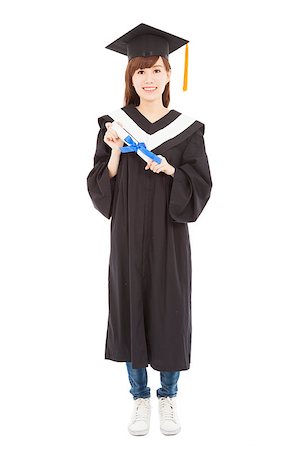 simsearch:400-07305822,k - full length Young graduate girl student with diploma Stock Photo - Budget Royalty-Free & Subscription, Code: 400-07305821