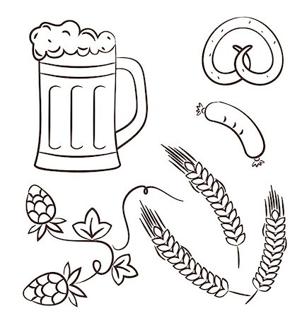 simsearch:400-07728694,k - Illustration octoberfest cartoon design elements (2), hand drawn style - vector Stock Photo - Budget Royalty-Free & Subscription, Code: 400-07306003