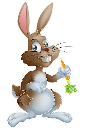 simsearch:400-07307426,k - Cartoon bunny rabbit or Easter bunny holding a carrot Stock Photo - Budget Royalty-Free & Subscription, Code: 400-07306415