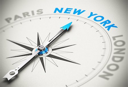 simsearch:400-08184863,k - Needle of a compass pointing the word New York with blur effect and paper background Photographie de stock - Aubaine LD & Abonnement, Code: 400-07306429