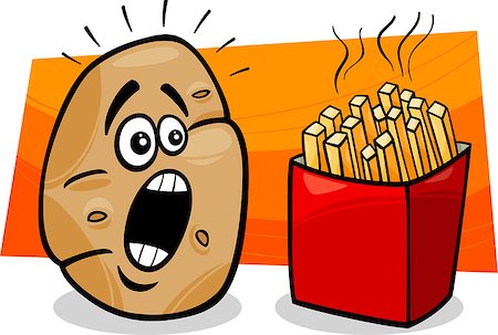 Cartoon Concept Illustration of Terrified Potatoe and French Fries Stock Photo - Budget Royalty-Free & Subscription, Code: 400-07306444