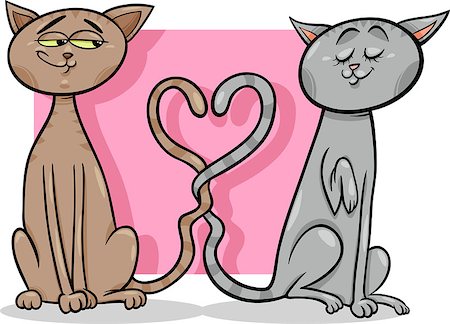 simsearch:400-07986020,k - Valentines Day Cartoon Illustration of Funny Cats Couple in Love Stock Photo - Budget Royalty-Free & Subscription, Code: 400-07306445