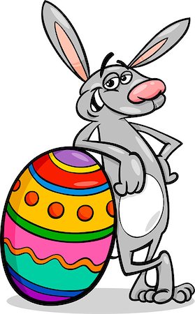 simsearch:400-06638864,k - Cartoon Illustration of Funny Easter Bunny with Colored Egg Stock Photo - Budget Royalty-Free & Subscription, Code: 400-07306440