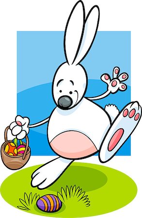 simsearch:400-07306447,k - Cartoon Illustration of Funny Easter Bunny with Basket Looking for Paschal Eggs Photographie de stock - Aubaine LD & Abonnement, Code: 400-07306443