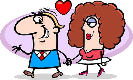 simsearch:400-06523060,k - Valentines Day Cartoon Illustration of Funny Couple in Love Stock Photo - Budget Royalty-Free & Subscription, Code: 400-07306464