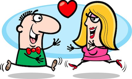 simsearch:400-06523060,k - Valentines Day Cartoon Illustration of Happy Couple in Love Stock Photo - Budget Royalty-Free & Subscription, Code: 400-07306462