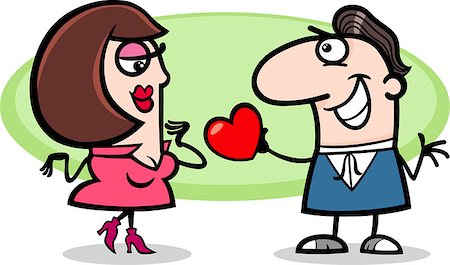 simsearch:400-06523060,k - Valentines Day Cartoon Illustration of Cute Couple in Love Stock Photo - Budget Royalty-Free & Subscription, Code: 400-07306463