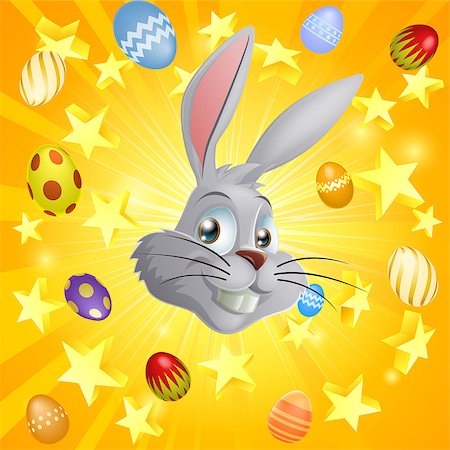 simsearch:400-07307426,k - Easter bunny and Easter eggs and stars background Stock Photo - Budget Royalty-Free & Subscription, Code: 400-07306552