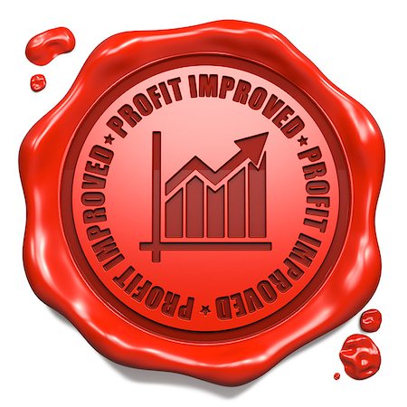 simsearch:400-08668627,k - Profit Improved Slogan with Growth Chart Icon - Stamp on Red Wax Seal Isolated on White. Business Concept. Stock Photo - Budget Royalty-Free & Subscription, Code: 400-07306626