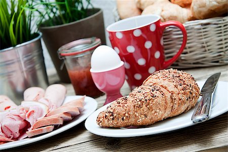 simsearch:400-04626602,k - traditional french breakfast in morning on wooden background Stock Photo - Budget Royalty-Free & Subscription, Code: 400-07306927