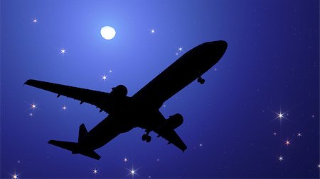 Plane taking off in the night sky Foto de stock - Royalty-Free Super Valor e Assinatura, Número: 400-07307308