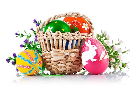 simsearch:400-07306161,k - easter egg in basket with spring flower isolated on white background Foto de stock - Super Valor sin royalties y Suscripción, Código: 400-07307541