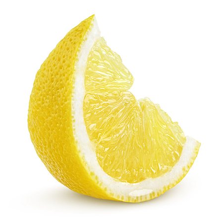 simsearch:400-04423984,k - Slice of lemon fruit isolated on white background Foto de stock - Royalty-Free Super Valor e Assinatura, Número: 400-07307599