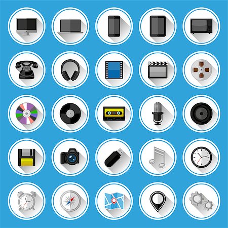 Flat icons and pictograms set. Vector illustration. Stock Photo - Budget Royalty-Free & Subscription, Code: 400-07307646