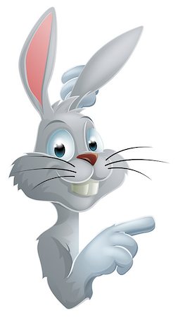 easter rabbit vector - Illustration of a cartoon Easter rabbit pointing at sign or banner Stock Photo - Budget Royalty-Free & Subscription, Code: 400-07307660