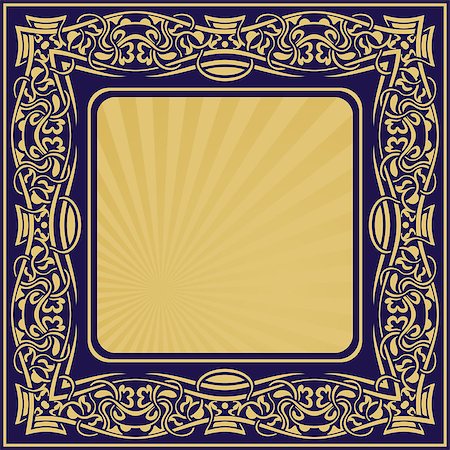 simsearch:400-08836820,k - Gold vintage frame with floral ornamental border Photographie de stock - Aubaine LD & Abonnement, Code: 400-07307711