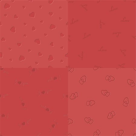 Vector bulged-in red hearts, love, I-love-you and two coupled hearts seamless pattern, collected in a kit Foto de stock - Royalty-Free Super Valor e Assinatura, Número: 400-07307764