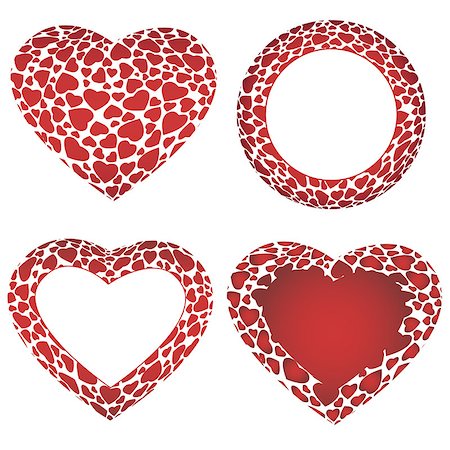 Vector three hearts and circle frames, consisted of small 3D hearts Foto de stock - Royalty-Free Super Valor e Assinatura, Número: 400-07307765