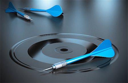 simsearch:400-07309669,k - Three blue darts and one target, black background and reflection. Concept of marketing or business objectives. Stock Photo - Budget Royalty-Free & Subscription, Code: 400-07307861