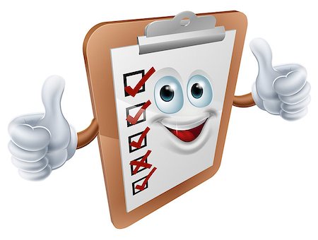 An illustration of a happy clipboard survey mascot giving a double thumbs up Stock Photo - Budget Royalty-Free & Subscription, Code: 400-07307984