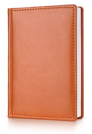 Brown leather diary book isolated on white with clipping path Stock Photo - Budget Royalty-Free & Subscription, Code: 400-07307981