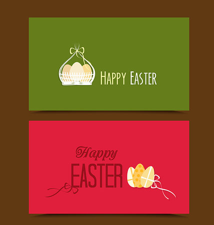 simsearch:400-07921731,k - Two cards with background Easter basket and eggs Stock Photo - Budget Royalty-Free & Subscription, Code: 400-07307995