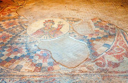 Fragment of floor mosaic in the city of Beit She'an in Israel Stockbilder - Microstock & Abonnement, Bildnummer: 400-07308014