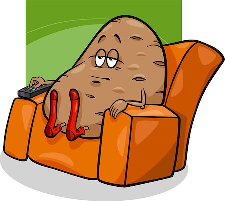 simsearch:400-07306444,k - Cartoon Humor Concept Illustration of Couch Potato Saying or Proverb Photographie de stock - Aubaine LD & Abonnement, Code: 400-07308044