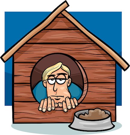 situation - Cartoon Humor Concept Illustration of In The Dog House Saying or Proverb Stock Photo - Budget Royalty-Free & Subscription, Code: 400-07308046