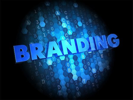simsearch:400-07098062,k - Branding  - the Words in Blue Color on Dark Digital Background. Stock Photo - Budget Royalty-Free & Subscription, Code: 400-07308194