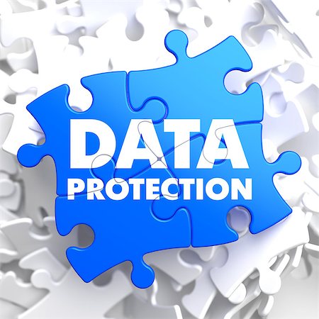 simsearch:400-08408734,k - Data Protection on Blue Puzzle on White Background. Stockbilder - Microstock & Abonnement, Bildnummer: 400-07308255