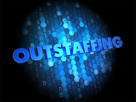simsearch:400-07819447,k - Outstaffing Concept on Dark Blue Digital Background. Stock Photo - Budget Royalty-Free & Subscription, Code: 400-07308266