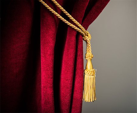 Red velvet curtain with tassel. Close up Stock Photo - Budget Royalty-Free & Subscription, Code: 400-07308312