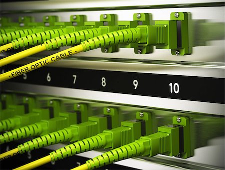 Close up of optical fiber optic patchcords inside a network infrastructure. Blur effect with focus on one cable. Photographie de stock - Aubaine LD & Abonnement, Code: 400-07308357