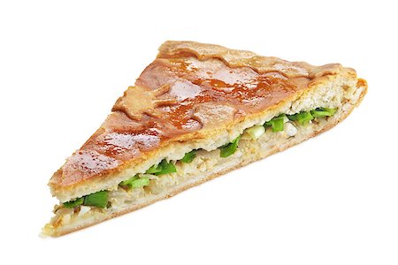 simsearch:400-07916427,k - Slice of pie with onion and egg isolated on white with clipping path Foto de stock - Super Valor sin royalties y Suscripción, Código: 400-07308360