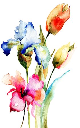 simsearch:400-06202782,k - Original Spring flowers, watercolor illustration Stock Photo - Budget Royalty-Free & Subscription, Code: 400-07308471