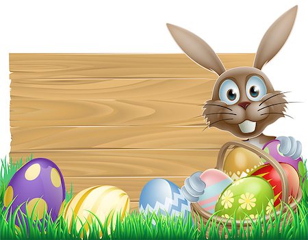 simsearch:400-07307426,k - Easter wood sign with the Easter bunny and chocolate Easter eggs Stock Photo - Budget Royalty-Free & Subscription, Code: 400-07308524