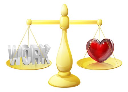 simsearch:400-06920771,k - Relationship or career scales concept of work on one side and a heart representing love on the other, could also be about work life balance. Photographie de stock - Aubaine LD & Abonnement, Code: 400-07308525
