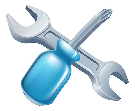 plumb - Crossed spanner and screwdriver tools icon of cartoon tools crossed, construction or DIY or service concept Stock Photo - Budget Royalty-Free & Subscription, Code: 400-07308683