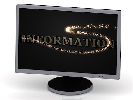 simsearch:400-06795928,k - INFORMATION Inscription on monitor from metal letters with beautiful 3D glowing trail lights Stockbilder - Microstock & Abonnement, Bildnummer: 400-07308735