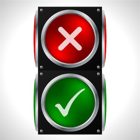 Tick and cross symbols on traffic lights Stock Photo - Budget Royalty-Free & Subscription, Code: 400-07308913