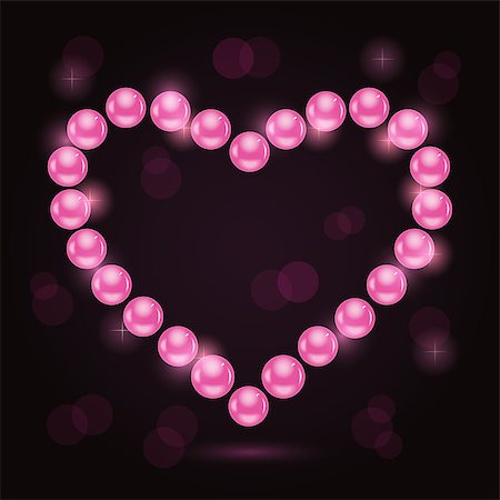 simsearch:400-04863566,k - Pink Pearl Heart Silhouette on Valentaine's Card. Vector Illustration Photographie de stock - Aubaine LD & Abonnement, Code: 400-07308926