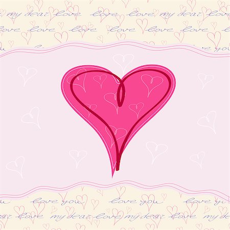 simsearch:400-09170979,k - Big Pink Heart in the Middle of Valentine's Card on Hand Writing Text Background. Vector Illustration Stockbilder - Microstock & Abonnement, Bildnummer: 400-07308928